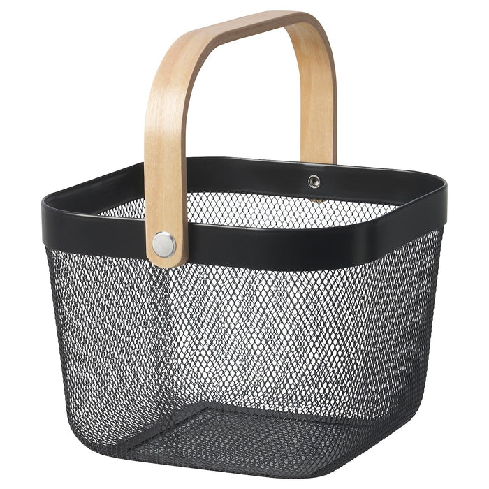 IKEA RISATORP Basket with compartments, white, 33x24x11 cm with Basket, dark grey, 25x26x18 cm