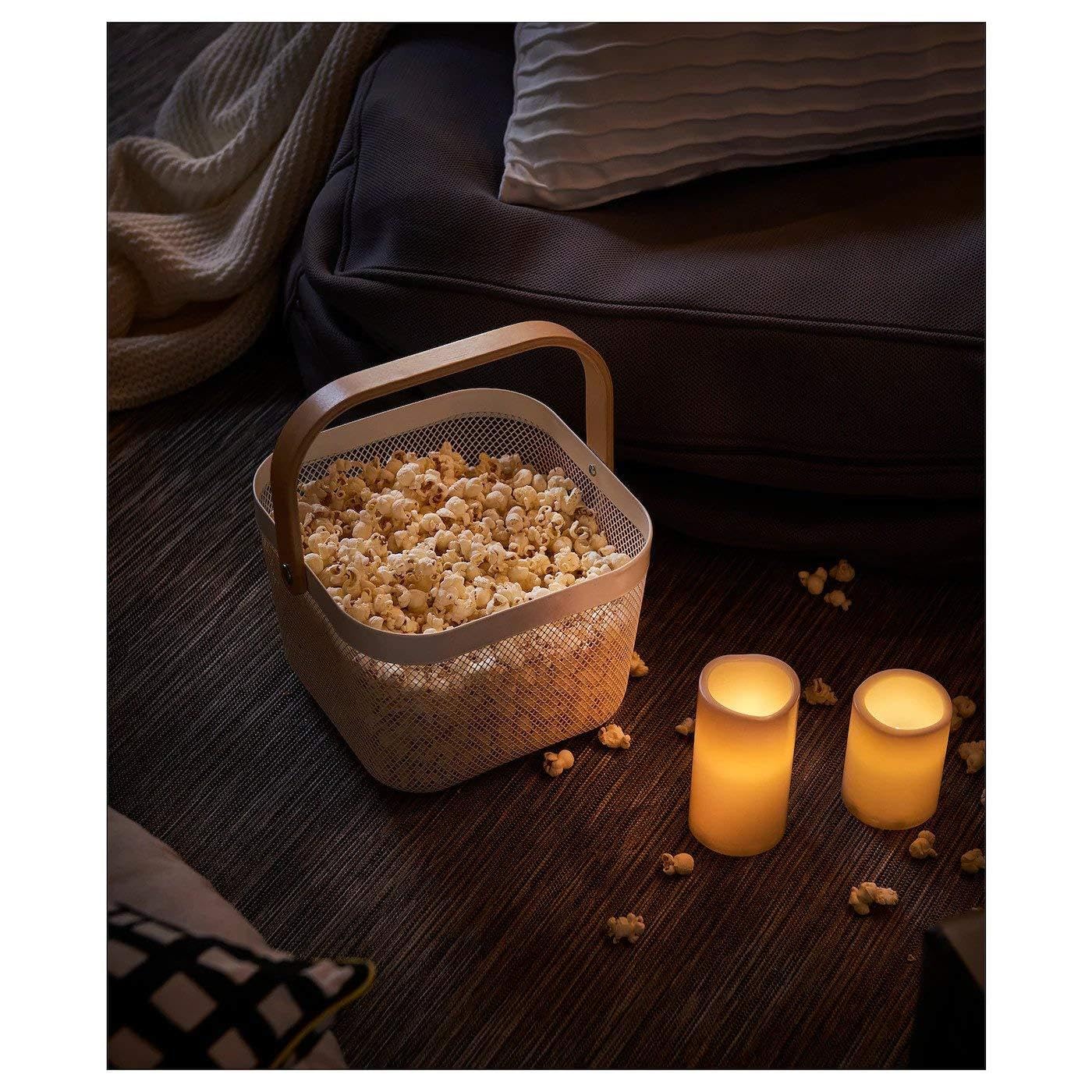 IKEA GODAFTON LED block candle in/out, battery operated, grey and pink ...