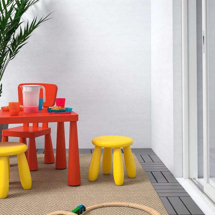IKEA MAMMUT Children's stool( yellow ) and chair ( white )