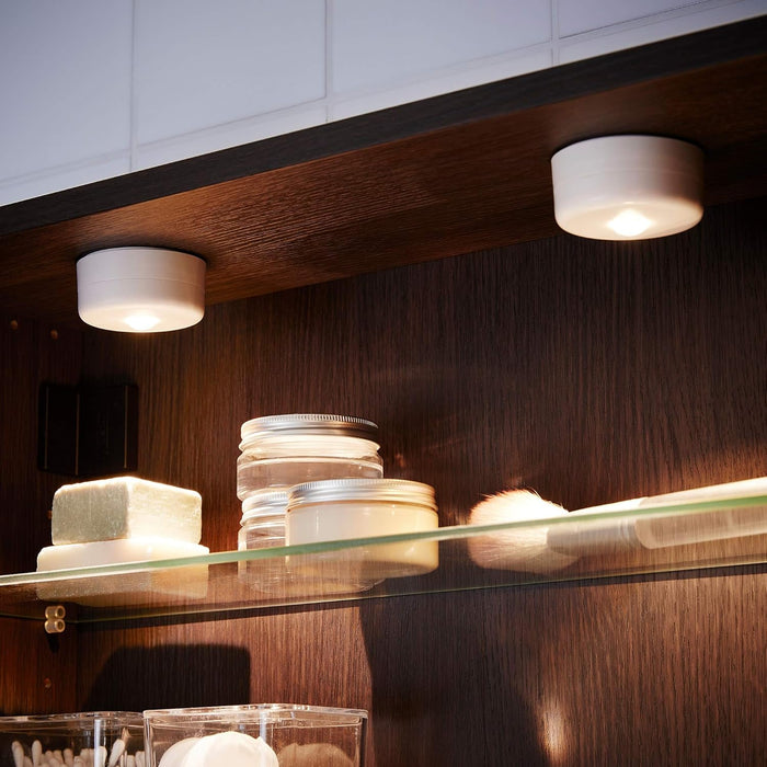 IKEA STÖTTA LED spotlight and clamp, battery-operated white  with  LED cabinet lighting strip w sensor, battery-operated white, 52 cm