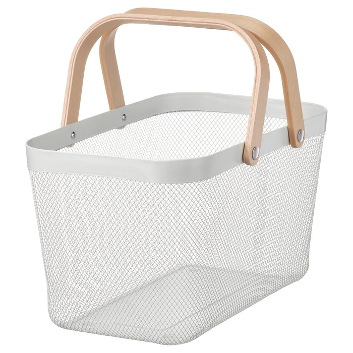 IKEA RISATORP Basket, white, 27x42x23 cm with Basket, white, 25x26x18 cm