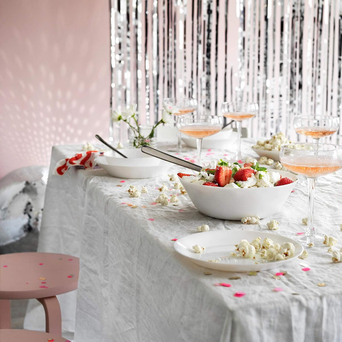 IKEA Dining Set with Serving Bowl, Side Plates, Cork Place Mats, and Paper Napkins, White, 10 Piece