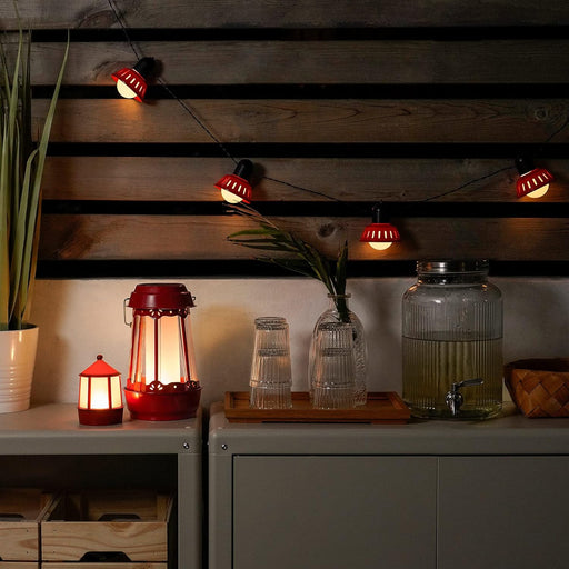 Elegant 28 cm Beige Lantern Table Lamp: SOMMARLÅNKE LED Decorative Light for Indoor and Outdoor Use-40543948
