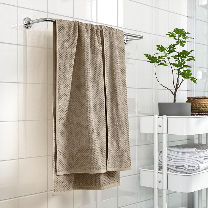 IKEA Beige Bathroom Essentials Set – Bath Mat 40x60 cm, Bath Towel 70x140 cm, Bath Robe & Slippers (L/XL)