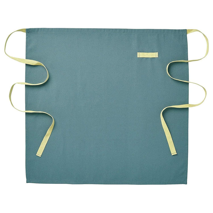 Teal apron with yellow straps on a white background