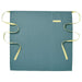 Teal apron with yellow straps on a white background