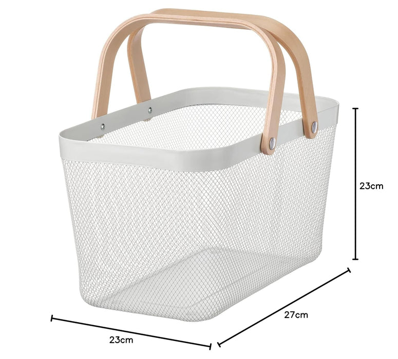 IKEA RISATORP Basket, white, 27x42x23 cm with Basket, white, 25x26x18 cm