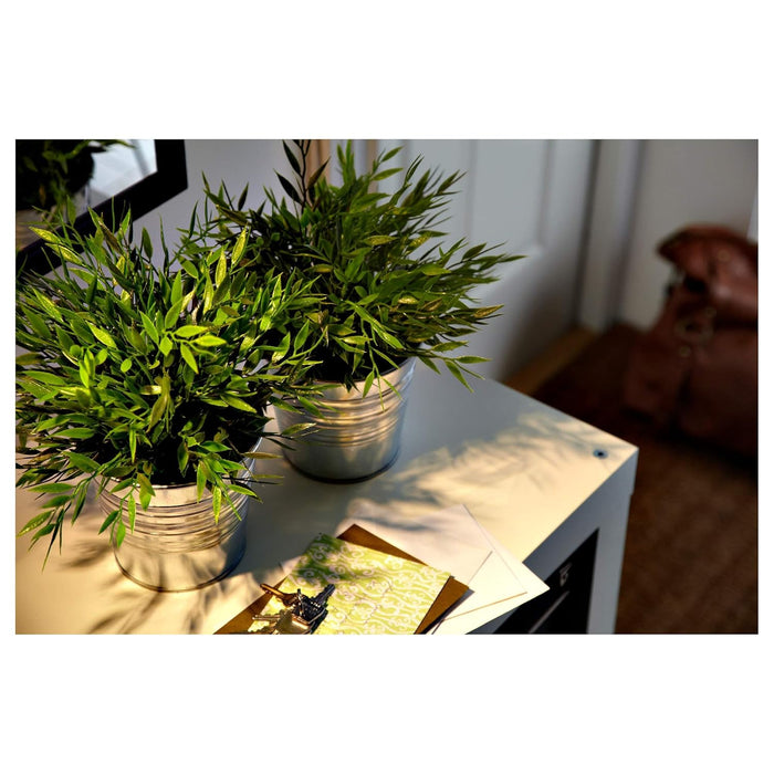 IKEA Artificial potted plant, in/outdoor Monstera, 12 cm with Plant pot, in/outdoor/galvanised, 12 cm