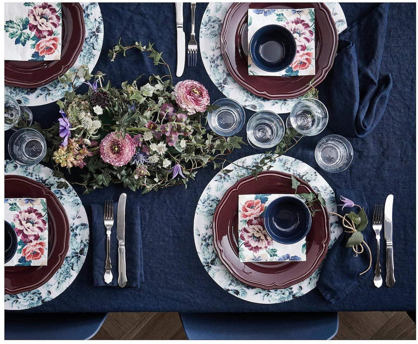 IKEA FULLKOMLIG Tablecloth, White,145x240 cm with IKEA SMAKSINNE Placemats, White/Green, Flower, 37 cm (15") (pack of 6)