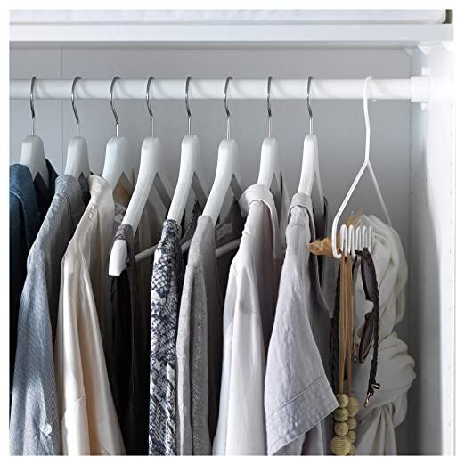 IKEA BOAXEL Clothes rail, white, 80cm with  LÄTTHET Clothes rail for frame, white, 60-100x55 cm and STAJLIG Multifunction hanger, white in/outdoor.