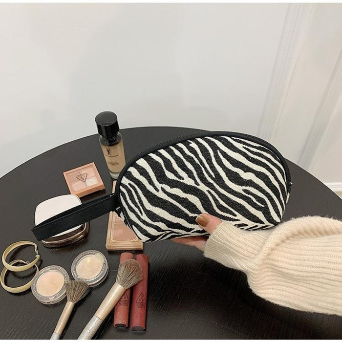 Digital Shoppy Zebra Print Travel Cosmetic Bag, L – Stylish Makeup Organizer