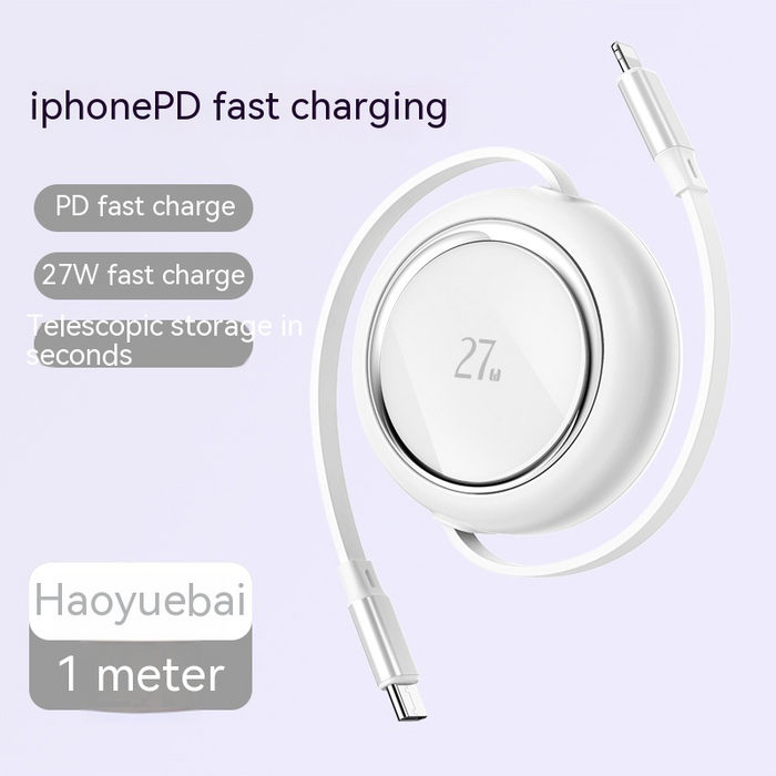 Cable extending from housing with smooth coil mechanism visible