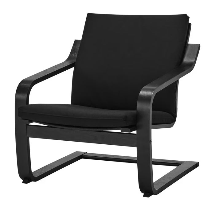 IKEA POÄNG Low Back Armchair Frame — Birch Veneer | Iconic Rocking Comfort with Armchair cushion with low back, Vissle black