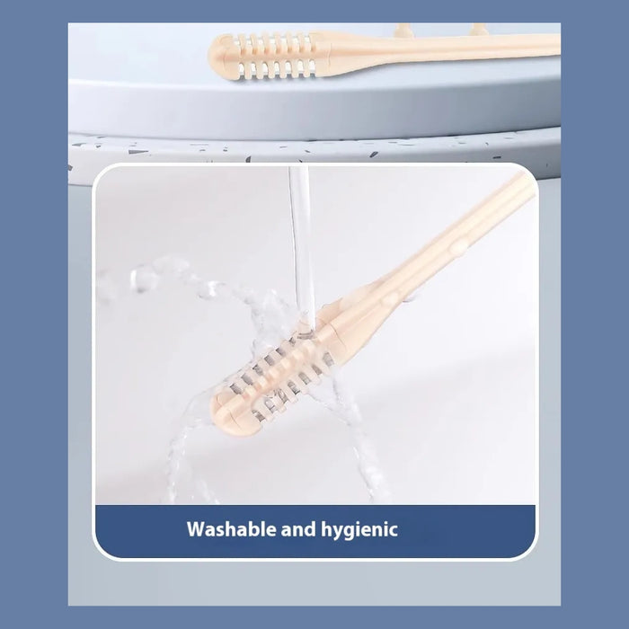 4pcs Nasal Grooming Tool – Safe Trimmer with Protective Comb, Stainless Steel Blade, washable brush head shown under running water