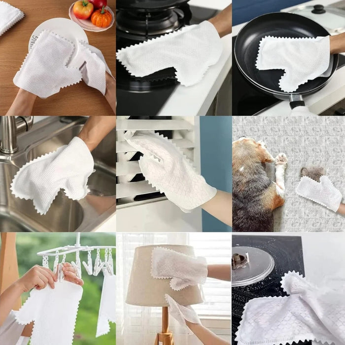 Disposable dust removal gloves used for car interior cleaning and detailing