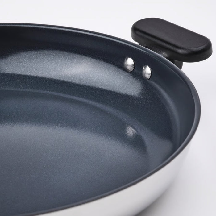 IKEA MIDDAGSMAT Frying Pan Non‑Stick Stainless Steel 32 cm with GNARP 2‑Piece Kitchen Utensil Set Black
