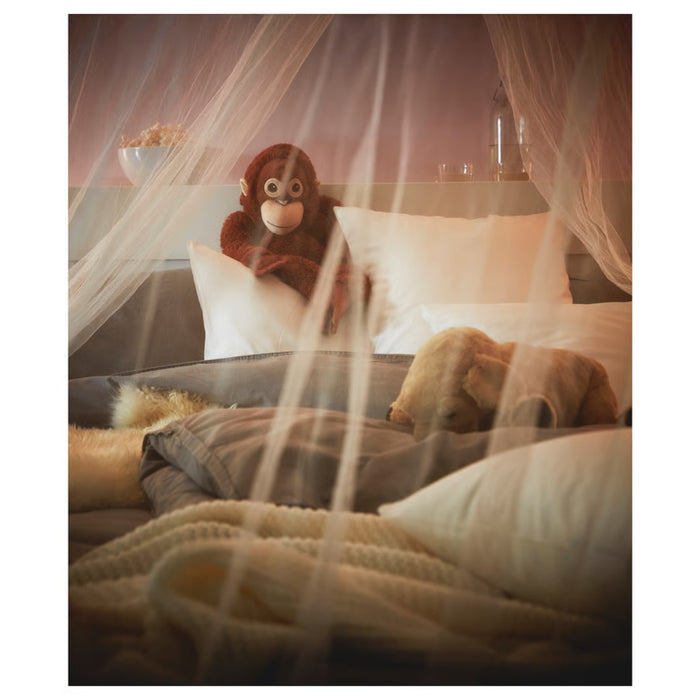 IKEA SOLIG Net White 150 cm with KLIBBARV Cushion Orange Printed 40x40 cm