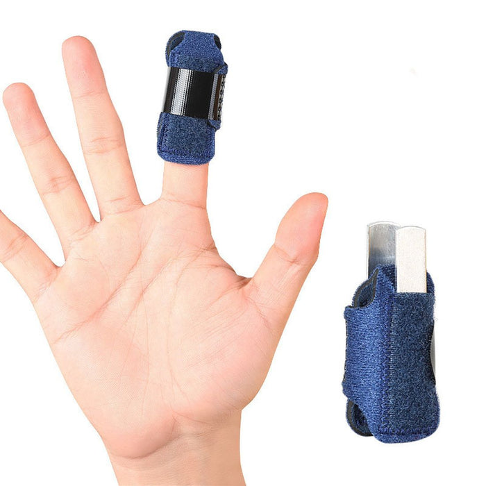A finger support belt designed to protect and stabilize finger joints, made from adjustable fabric with a cushioned strap.