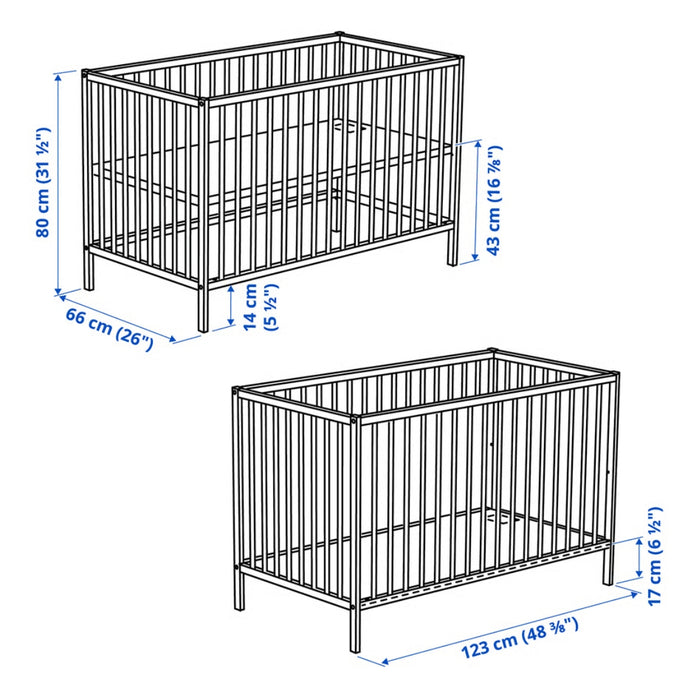 IKEA Cot, birch, 60x120 cm. (Children's cot= 0 - 4 yrs)