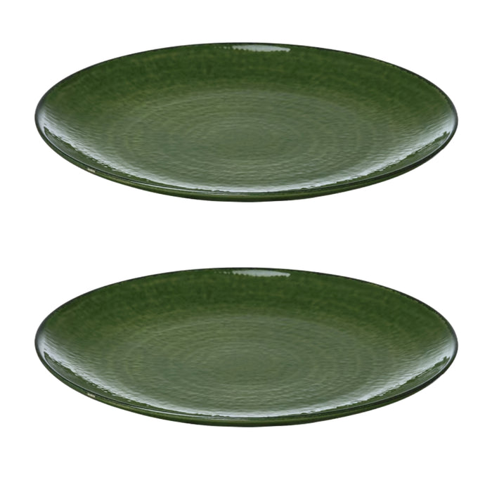 IKEA PELARKAKTUS 26 cm green dinner plate with a rustic, textured circular pattern and glossy finish. (2 -pack)