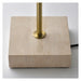 Beige stone base with gold metal stand on a white background