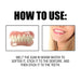 Instructional image explaining how to soften and apply denture gum for secure adhesion and better fit