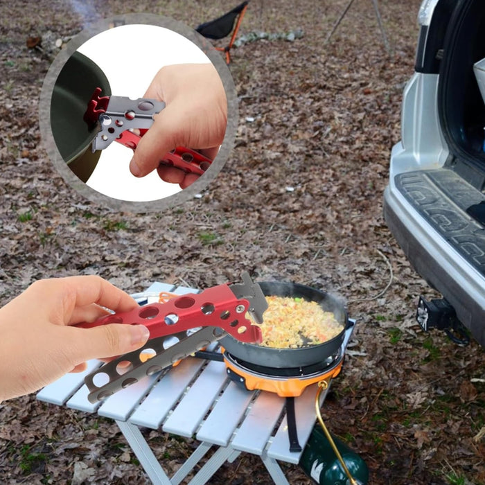 Digital Shoppy Aluminum Pot Gripper, red – Anti-Scald, Non-Slip | In/Outdoor Cooking