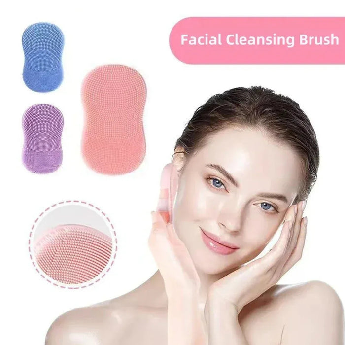 Facial cleansing brush, 2pcs; shown in pink, purple, and blue – soft silicone bristles with skin-safe texture – ideal for gentle exfoliation and daily skincare – 860000022226113652836