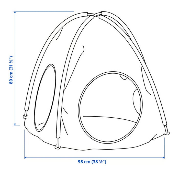 IKEA DVÄRGMÅS Children's Play Tent with Tunnel, Green and Blue
