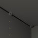 Ceiling track lighting system with fixtures on a dark ceiling