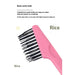Comb cleaning brush with pink handle—featured beside a pink resin comb with cylindrical black teeth. On-image text highlights the comb’s durable resin teeth, easy-to-clean design, and resistance to cracking, noting suitability for high-frequency daily use. The word “Rice” is repeated, possibly indicating a brand or texture description – 1600006854656 13271574.