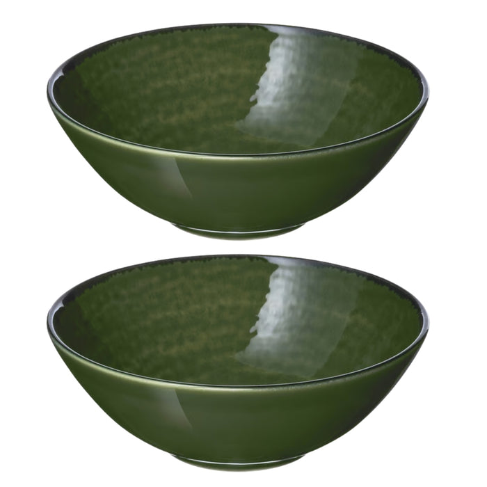 IKEA Green Dining Set with Side Plates 20 cm, Bowls 16 cm, and Woven Placemats 46x33 cm, 6-Piece