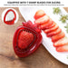 Strawberry slicer equipped with 7 sharp blades shown slicing fruit into uniform pieces – ideal for salads, desserts, and quick prep – 1261421 13927578