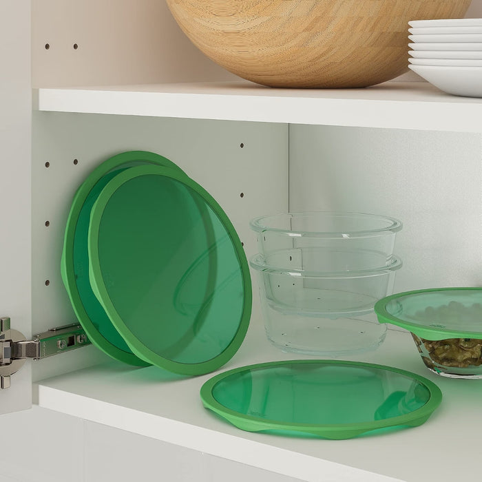 IKEA KLOCKREN Lid, glass/dark grey, 20/22/24 cm, IKEA SKVIMPA Food cover in frame, silicone 19 cm