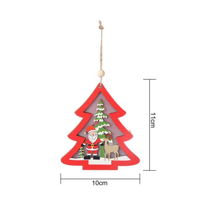 Digital Shoppy LED Wooden Hanging Christmas Pendants – Light-Up Tree Ornaments