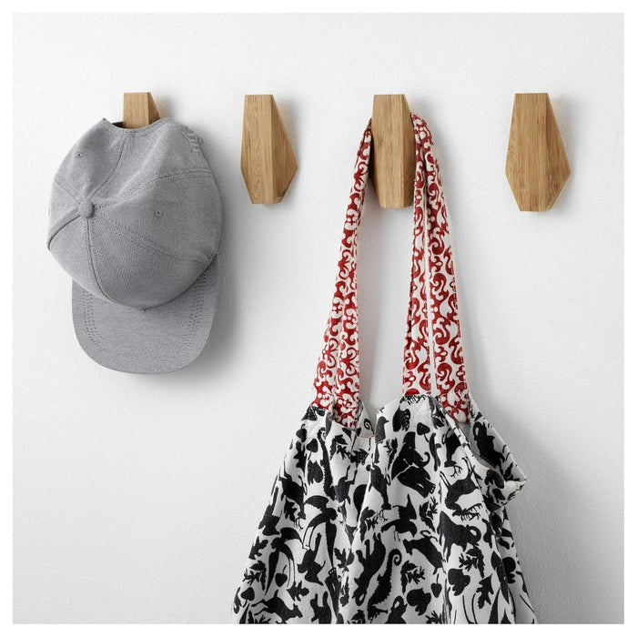 IKEA Hook, bamboo 6.4x11 cm with Knob, black/chrome-plated, 30 mm