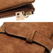 Close-up of brown suede wallet showing gold-tone zipper pull and stitched strap – highlights craftsmanship and material texture – 411355 13972034
