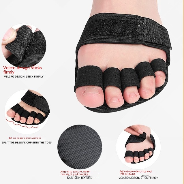 Digital Shoppy Five Fingers Half Soles Yoga Socks Toe Separator, Black - 1 Pair