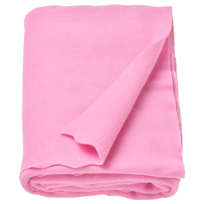 DAGGKÅPOR throw, pink, 130x170 cm. Soft textured fabric with scalloped edge – ideal for layering on sofa or bed to add warmth and gentle colour accent – 00598645.