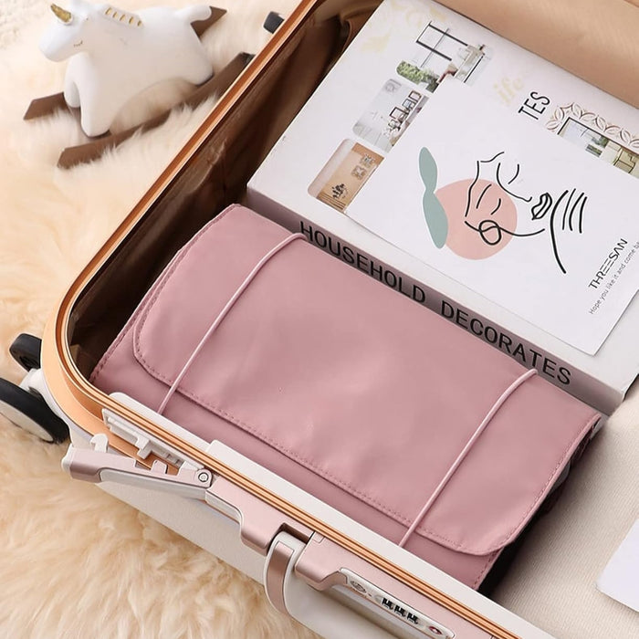 Digital Shoppy 4-in-1 Foldable Cosmetic Bag – Detachable Mesh Pouches for Women – Pink