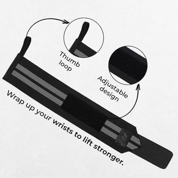 Digital Shoppy Grey Wrist Strap – Support Wrap for Weightlifting, Bench Press & Sprain Rehab