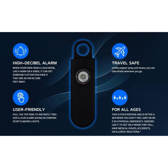 Digital Shoppy Personal Safety Alarm – Anti-Lost Wolf Device with Gold Chain, Black