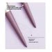 Two conical purple paint brush handles on a light purple background with text describing the design.