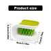U-shaped scrub brush – labeled dimensions: 8×7×5.2 cm with green bristle core
