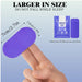 Close-up of purple mouth tape strip with dimensions, emphasizing larger size and secure overnight hold