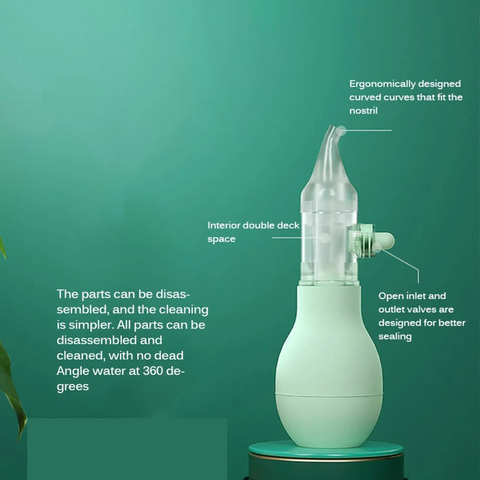 Ergonomic nasal irrigation device with curved nozzle and double-deck chamber for thorough nasal cleaning