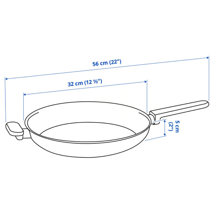 IKEA MIDDAGSMAT Frying Pan Non‑Stick Stainless Steel 32 cm with GNARP 2‑Piece Kitchen Utensil Set Black