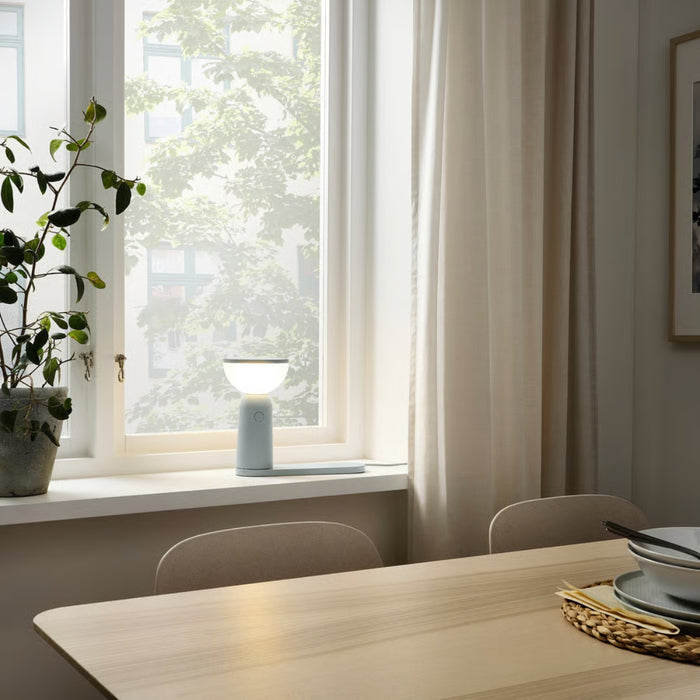 IKEA BETTORP LED mobile lamp with wireless charging, dimmable light grey-blue