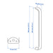 Technical drawing of a curved metal rod with dimensions labeled