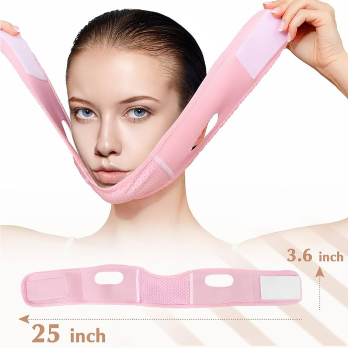 Digital Shoppy V-Line Face Slimming Mask, pink – Reusable Chin Up Belt for Jawline Lift